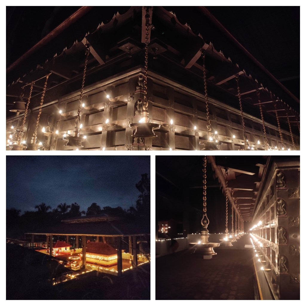 A temple during Sandhya (evening), showcasing the play of light and shadow.