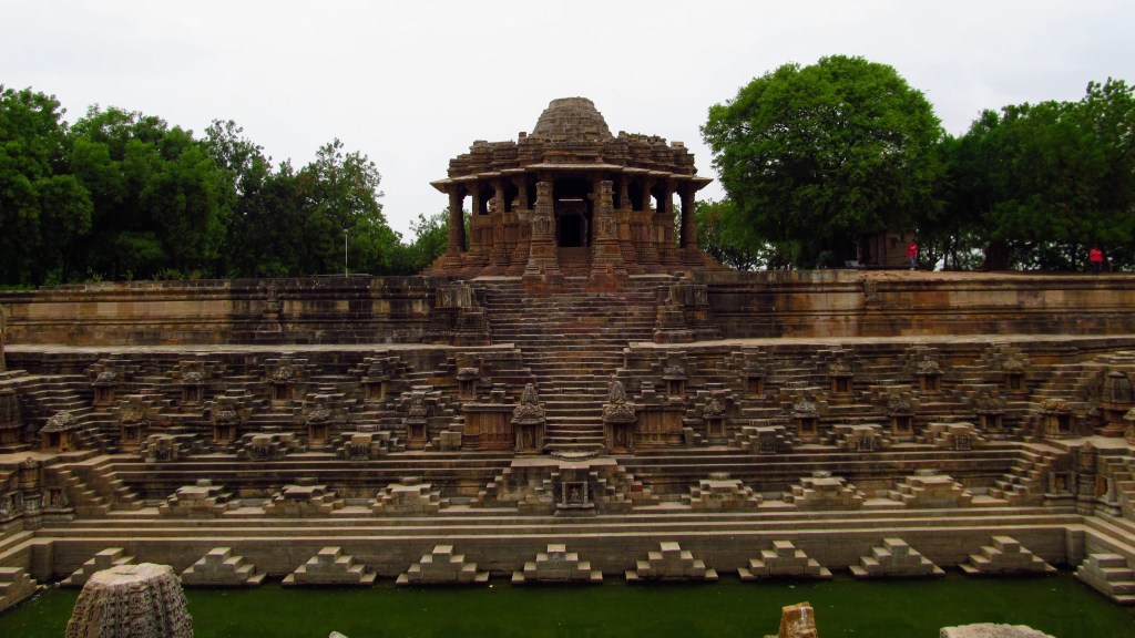 The geometric steps (Kund) and precision stone carvings of the Modhera Sun Temple.